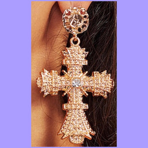 Gold Cross Earrings